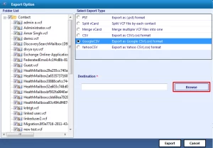 Select Google CSV file