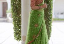 party wear green saree