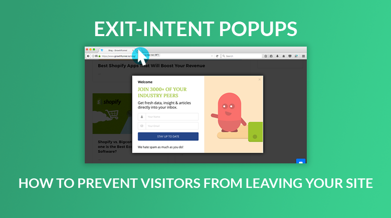 Exit intent popup