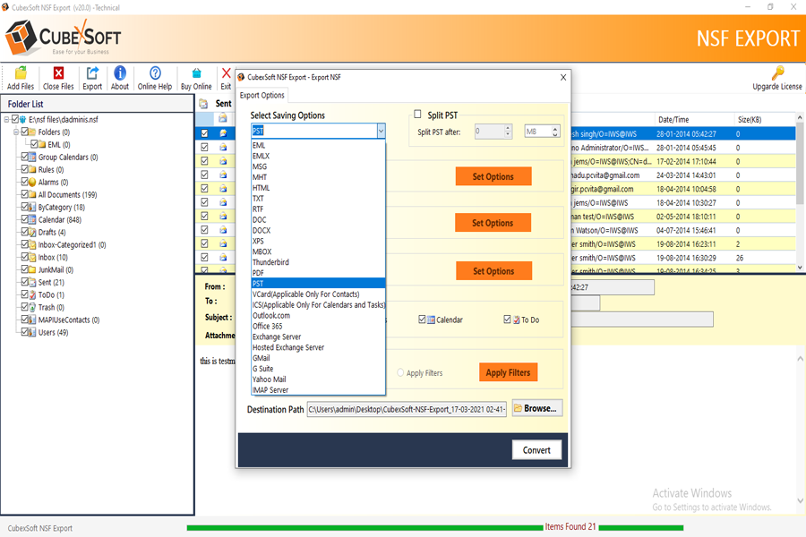 hcl notes export